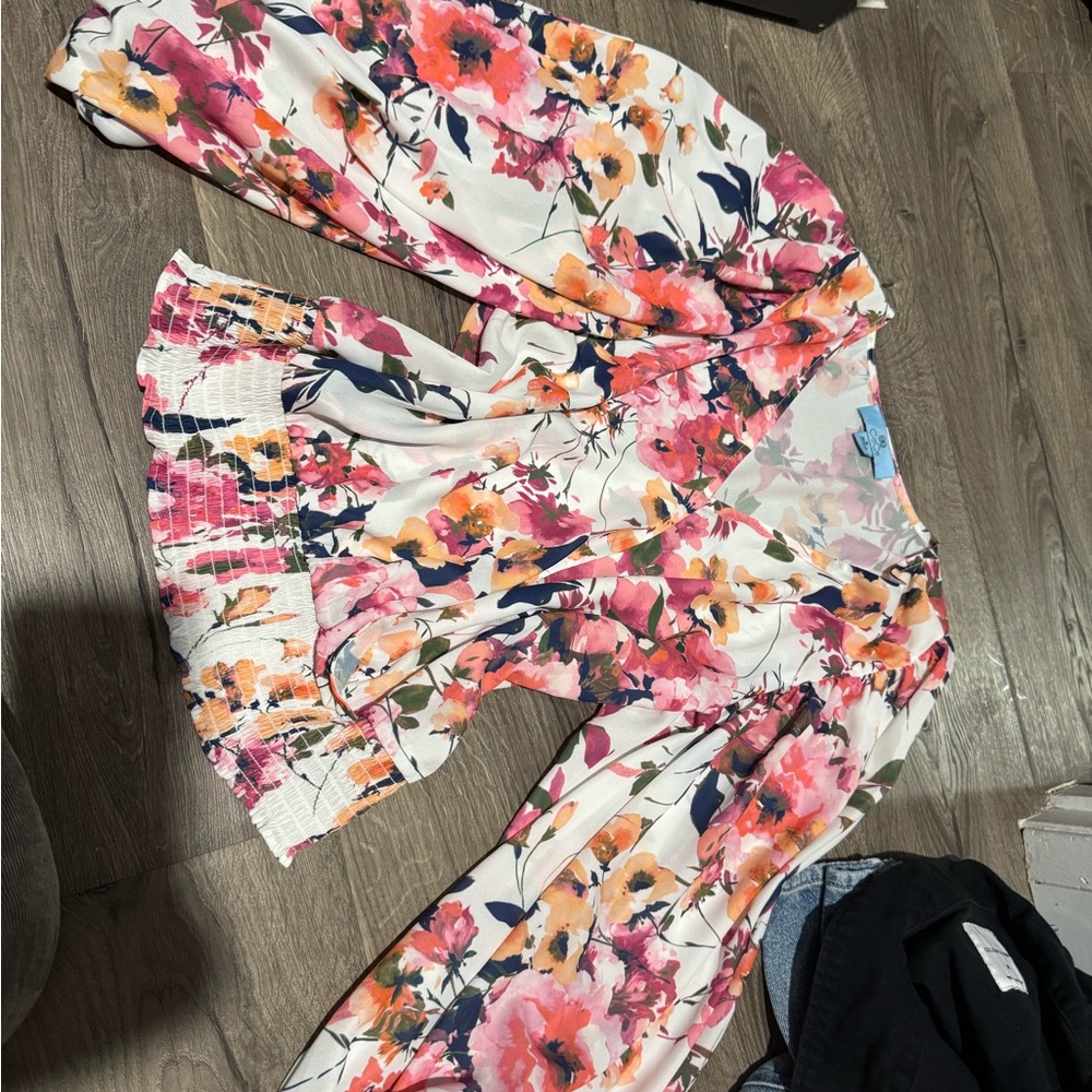CeCe Multicolor Floral Wrap Top
